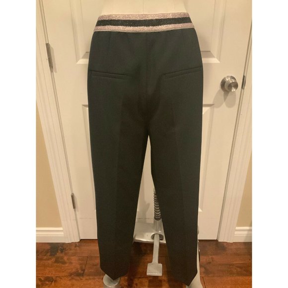 Luisa Cerano Black Pants W/ Metallic Light Pink Elastic, Size 10 (US) 40(D) NWT! - Picture 1 of 10